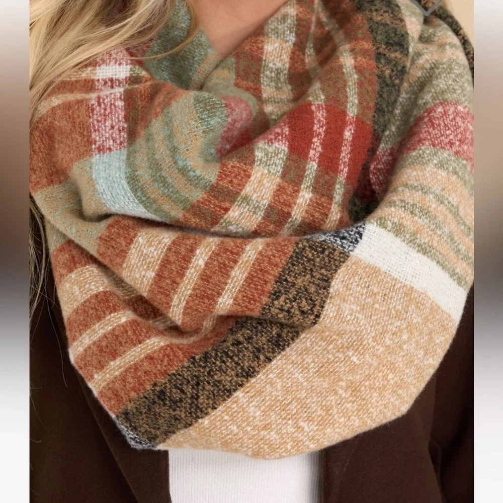 Taupe plaid scarf